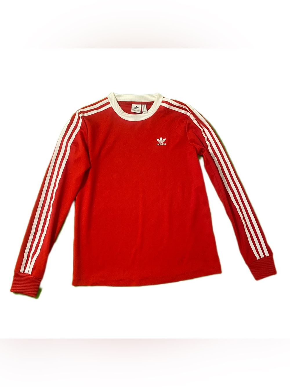 adidas Originals Red Long Sleeve Retro Three-Stripe Tee